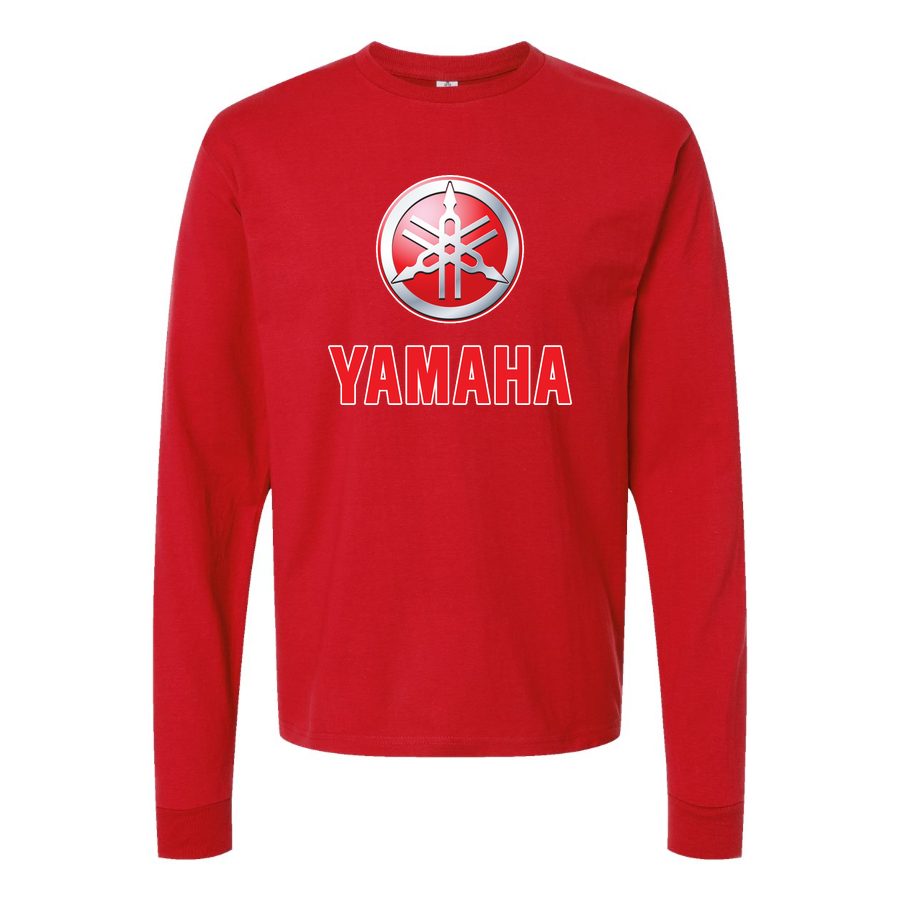 Men's YAMAHA Logo Long sleeves Cotton Blend T-Shirt - Red