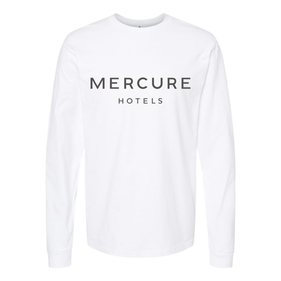 Men's Mercure-logo-1536x864 Long sleeves Cotton Blend T-Shirt - White