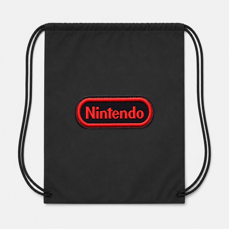 Nintendo Embroidery Drawstring Bag - Black