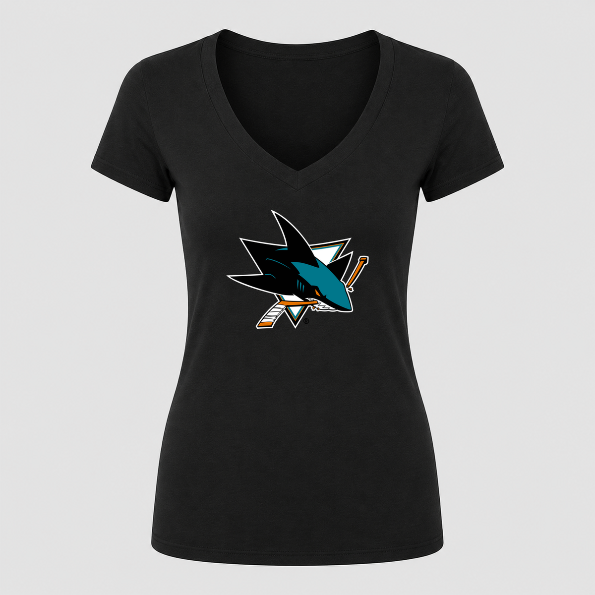 Women's San Jose Sharks V Neck T-Shirt in black