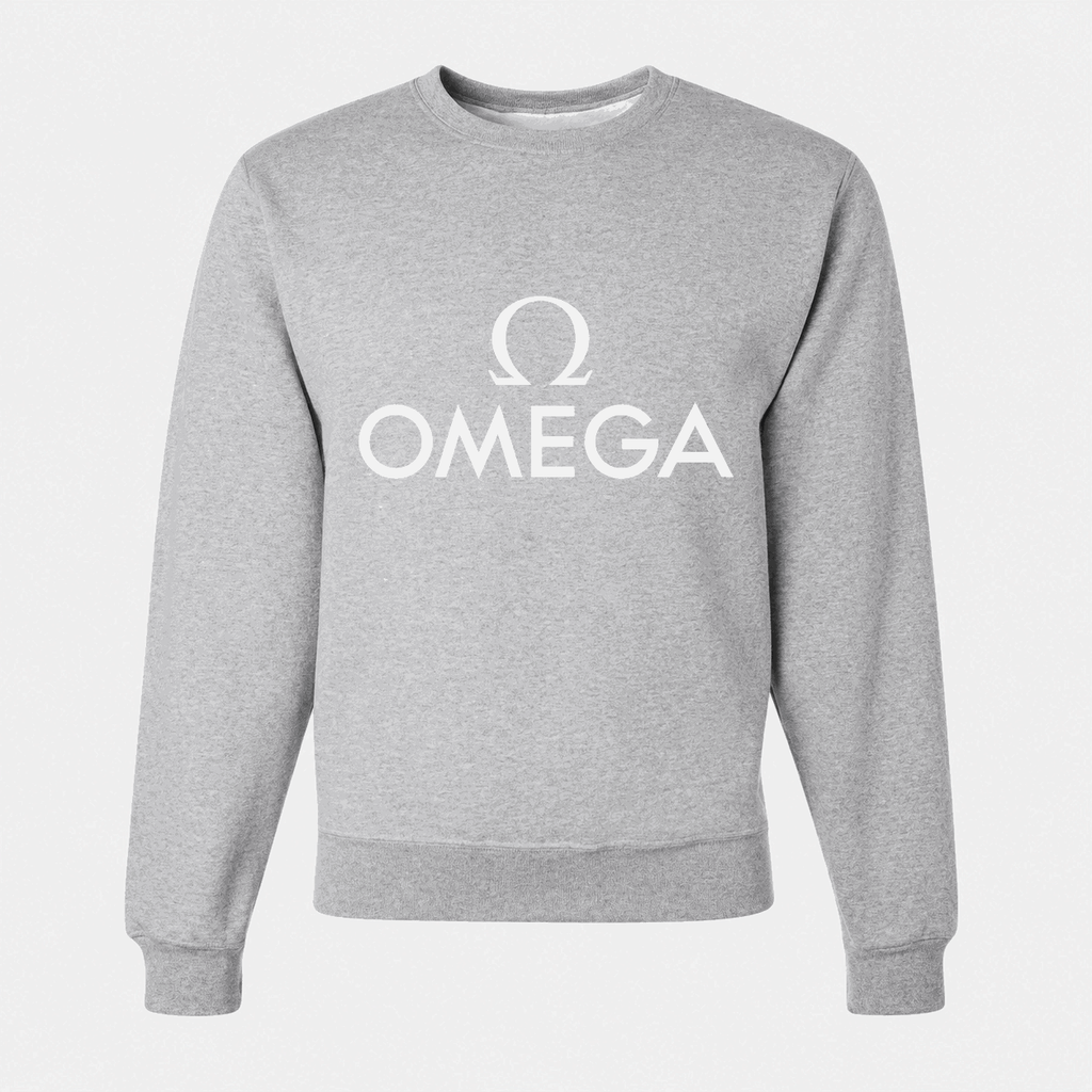 Men's Omega White Logo Crewneck Sweatshirt - Gray