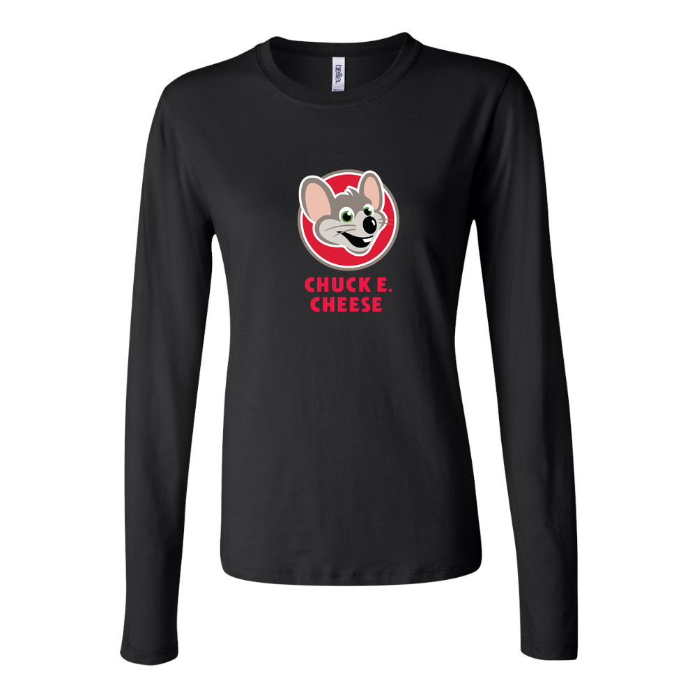 Women's Logo Chuck e. Cheeses 1536x864 Long Sleeve T-Shirt - Black