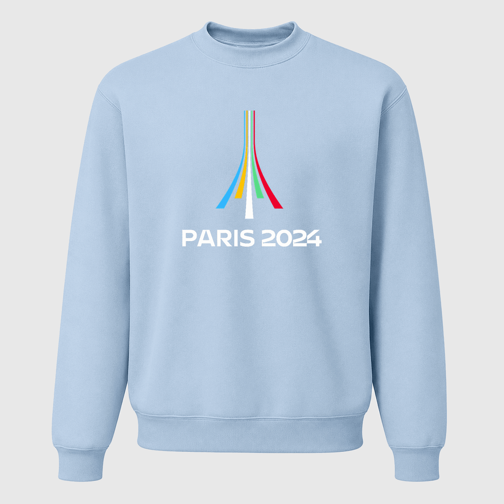 Men's Paris 2024 Olympics White Logo Crewneck Sweatshirt - Sky Blue