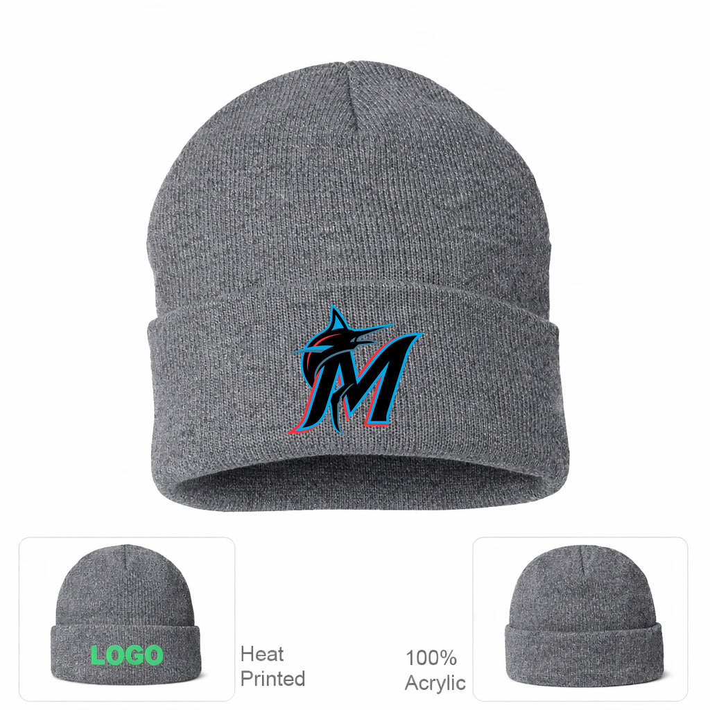 MLB Miami Marlins Beanie Hat - Gray