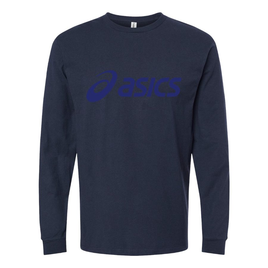 Men's Asics-Logo-1536x864 Long sleeves Cotton Blend T-Shirt - Navy