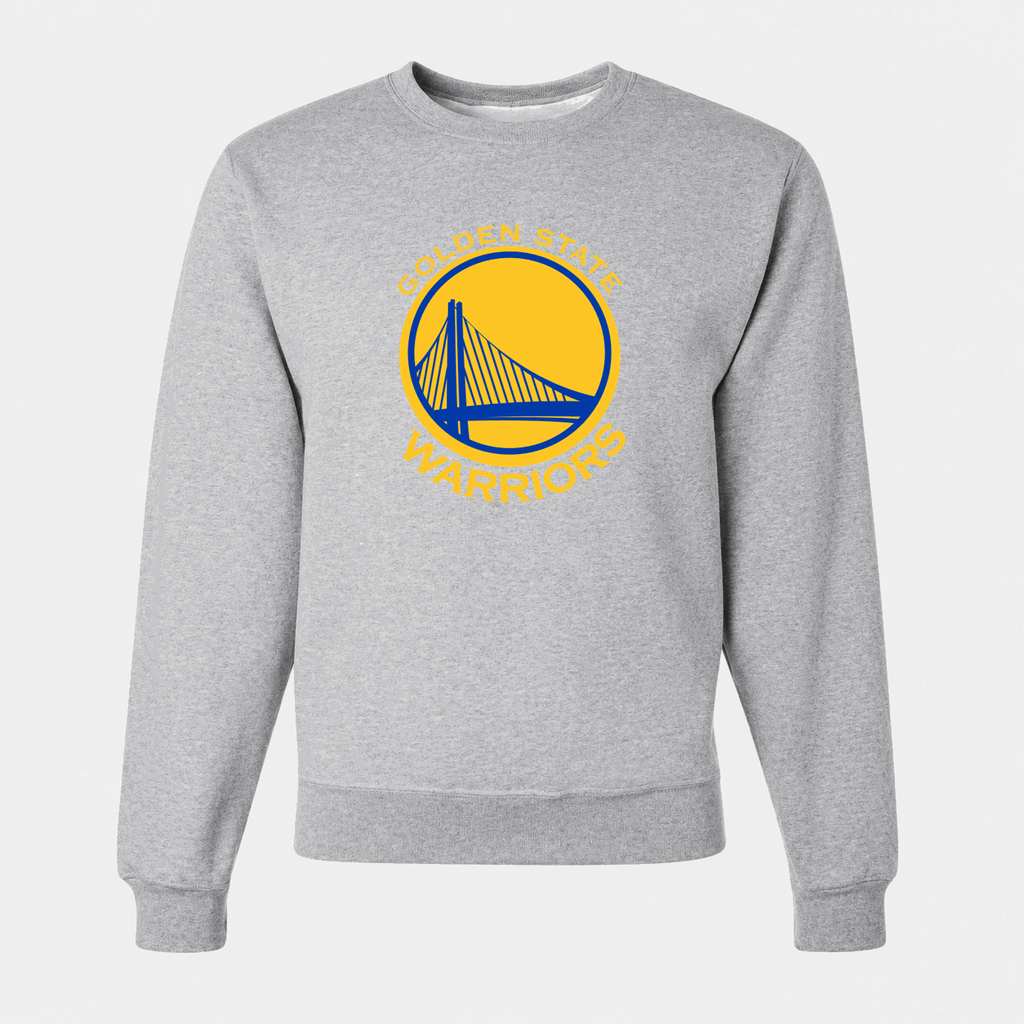 Men's Golden State Warriors Yellow Logo Crewneck Sweatshirt - Gray