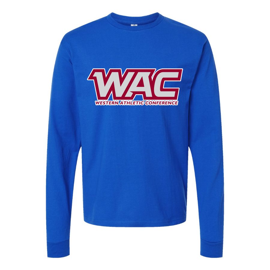 Men's Western Athletic Conference Logo2 Long sleeves Cotton Blend T-Shirt - Blue
