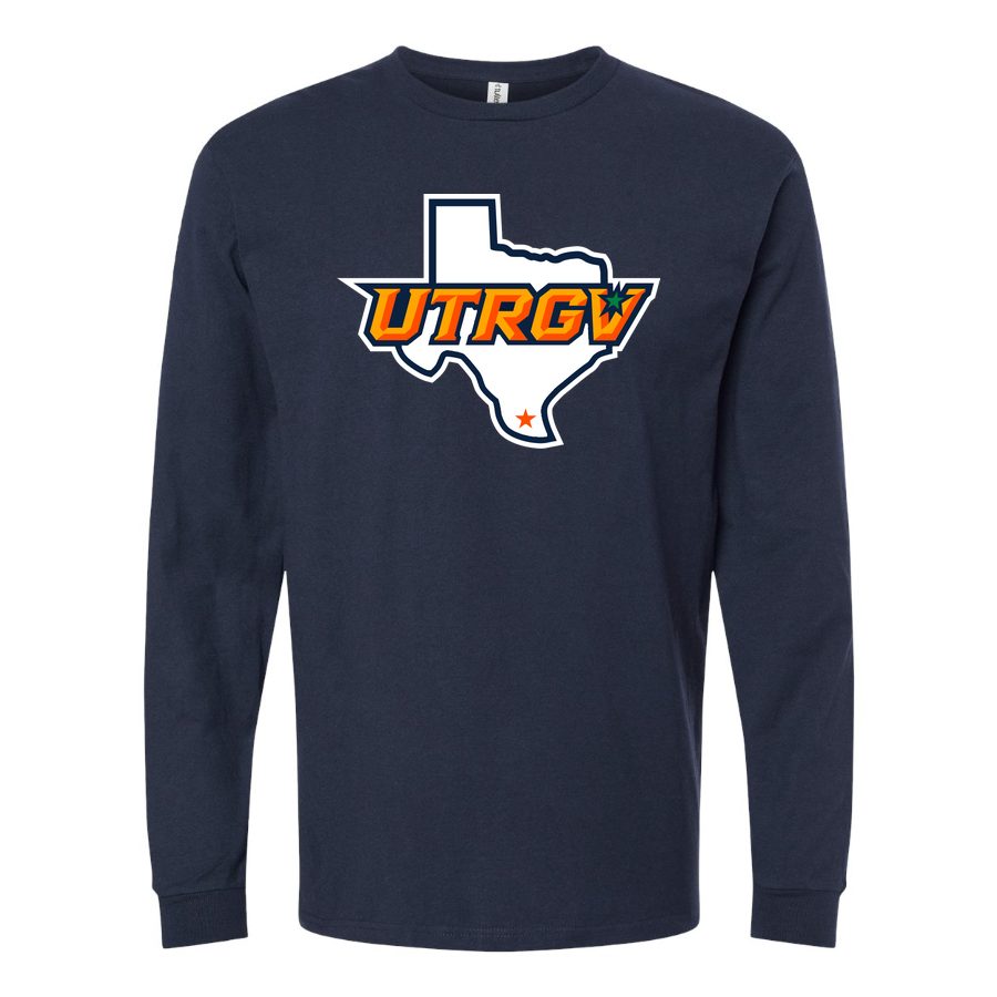 Men's UTRGV Vaqueros Logo Long sleeves Cotton Blend T-Shirt - Navy