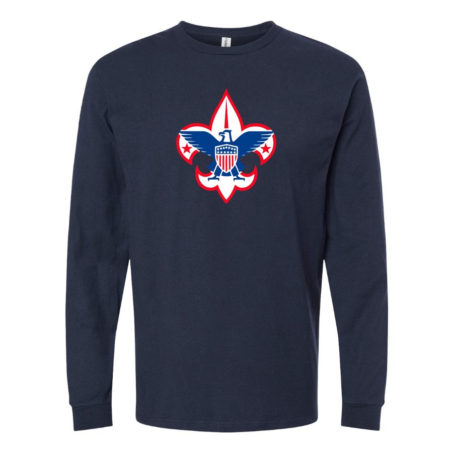 Men's Boy-Scout-Logo-1536x864 Long sleeves Cotton Blend T-Shirt - Navy