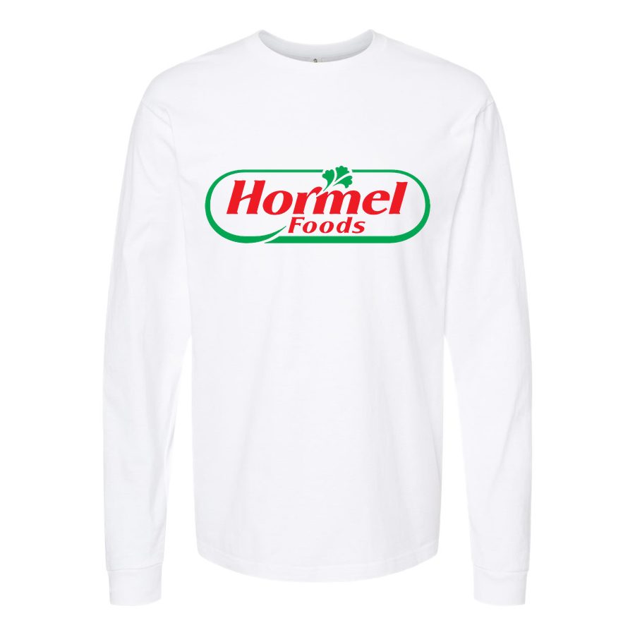 Men's Hormel-Logo-food Long sleeves Cotton Blend T-Shirt - White