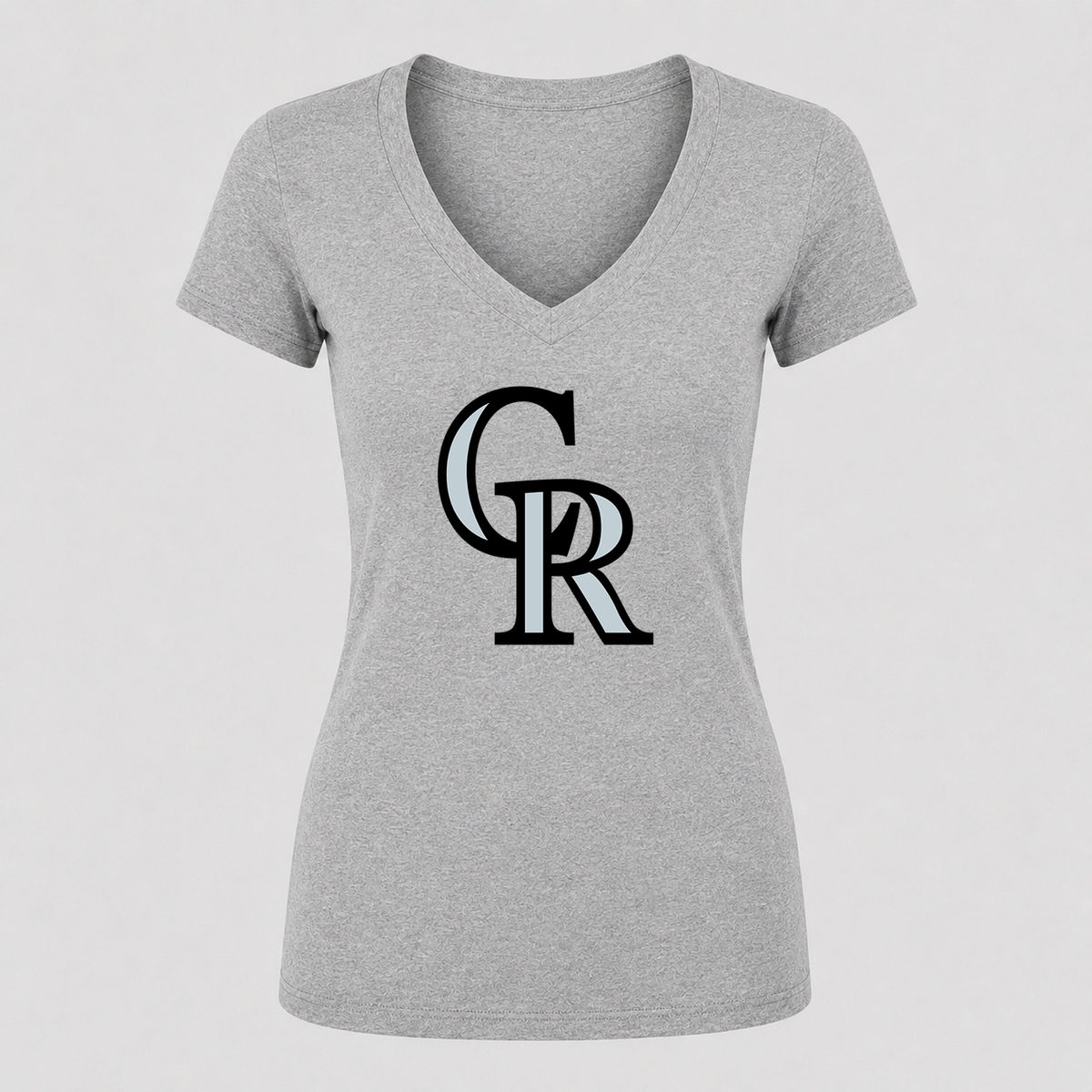 Women's Colorado Rockies V Neck T-Shirt in gray