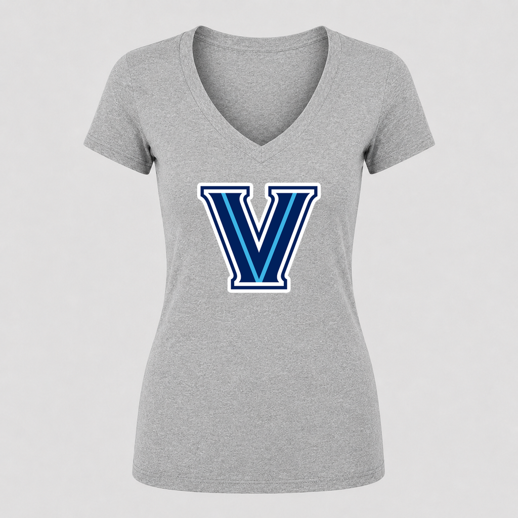 Women's Villanova Wildcats V Neck T-Shirt in gray