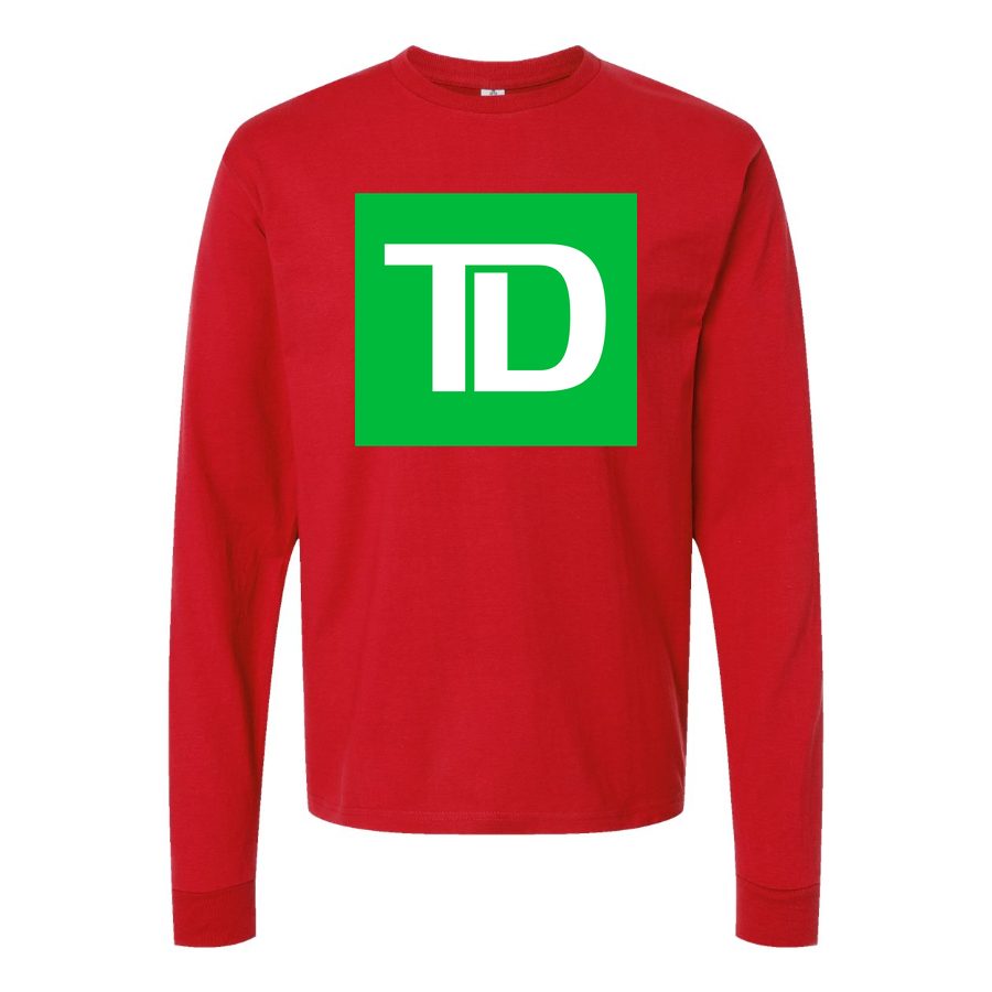 Men's TD-Bank-logo-1536x864 Long sleeves Cotton Blend T-Shirt - Red