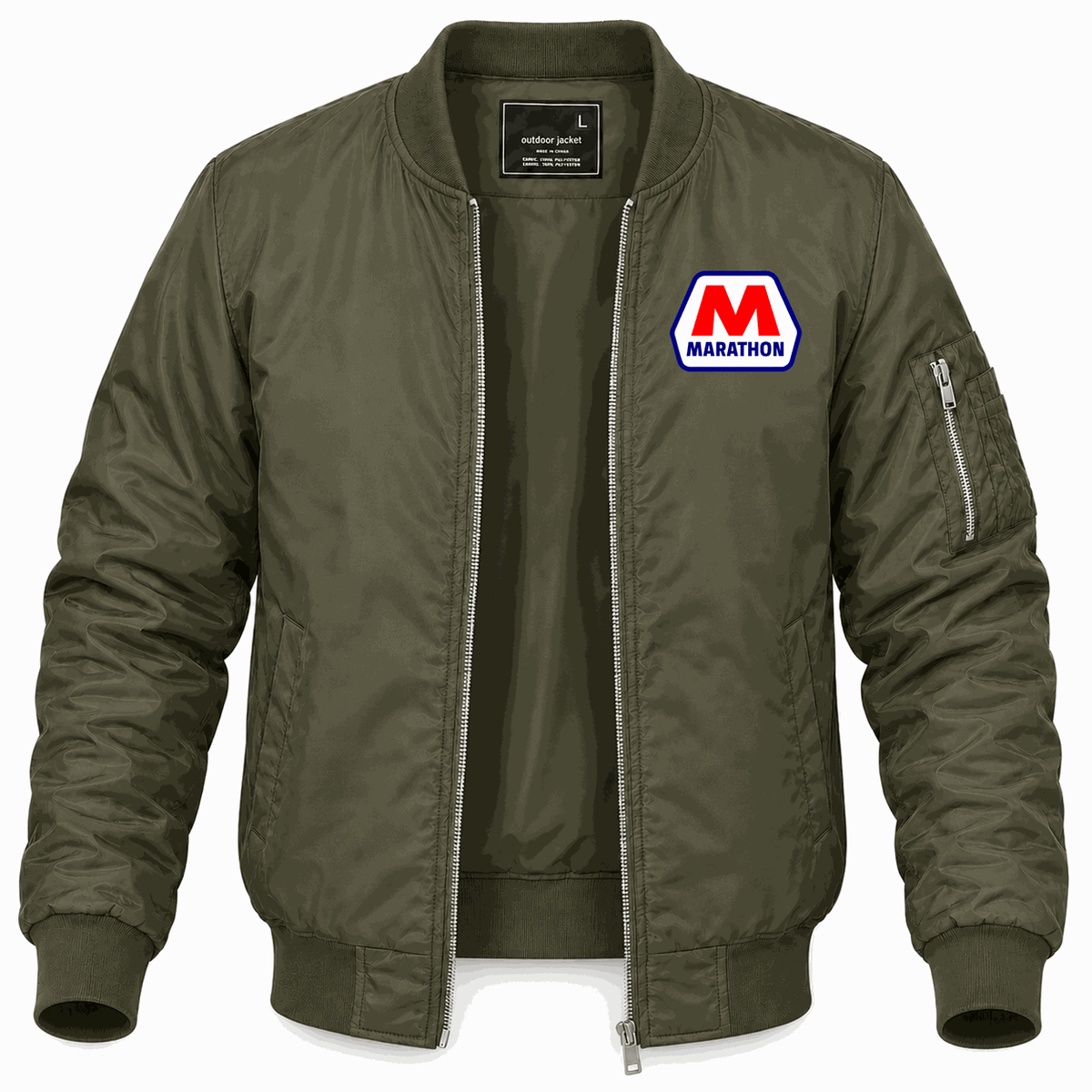 Men's Marathon Lightweight Bomber Jacket - Army Green