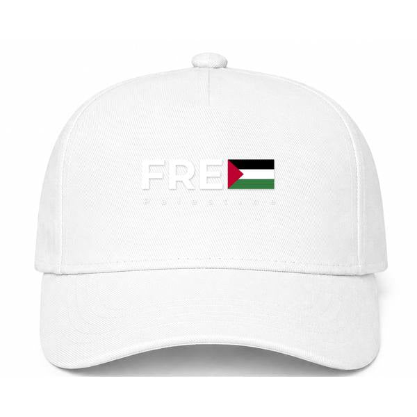 Free Palestine White Logo White Dad Baseball Cap Hat