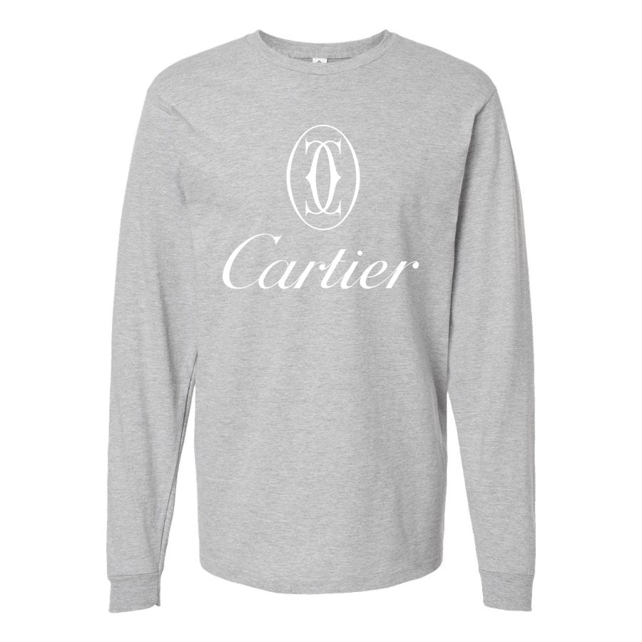 Men's Cartier white logo Long sleeves Cotton Blend T-Shirt - Gray