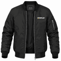Men's Caterpillar White Lightweight Bomber Jacket - Black
