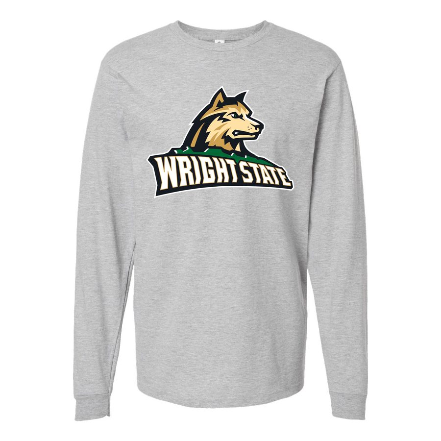 Men's Wright State Raiders Logo Long sleeves Cotton Blend T-Shirt - Gray