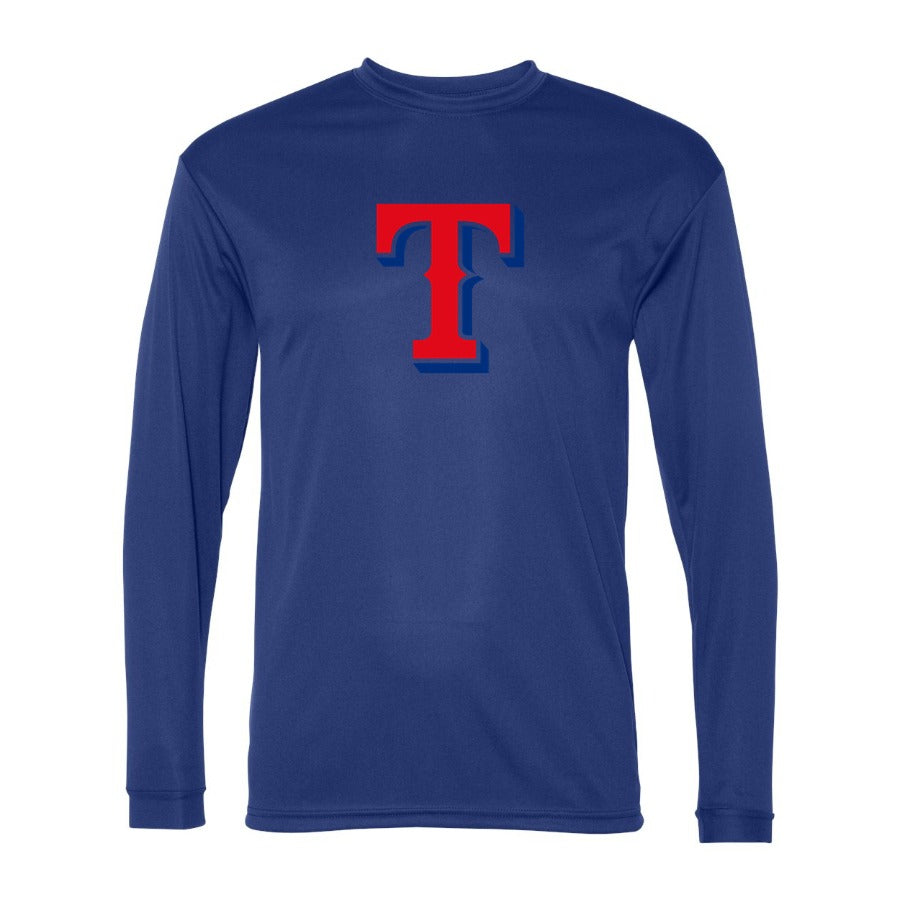 Men's Texas Rangers Polyester Long Sleeve T-Shirt - Blue