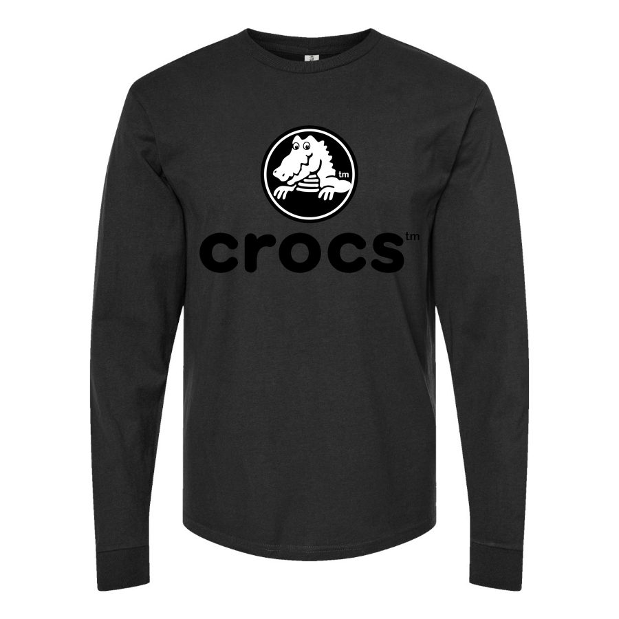 Men's Crocs-Logo-1536x864 Long sleeves Cotton Blend T-Shirt - Black