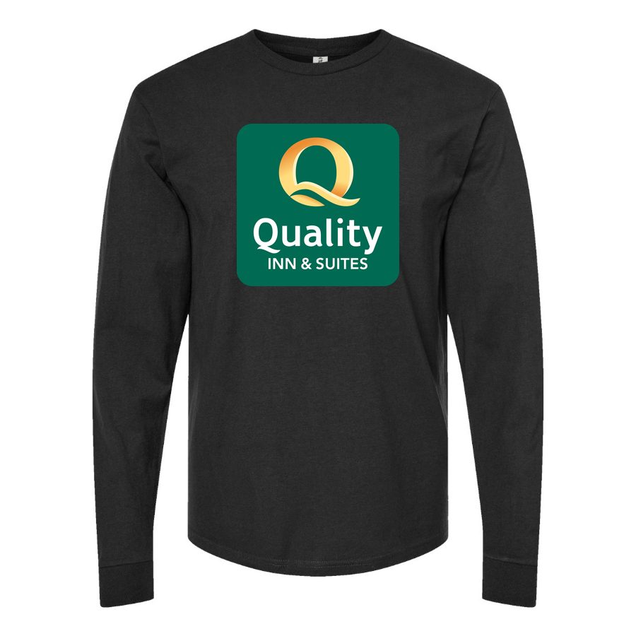 Men's Quality Inn & Suites Long sleeves Cotton Blend T-Shirt - Black