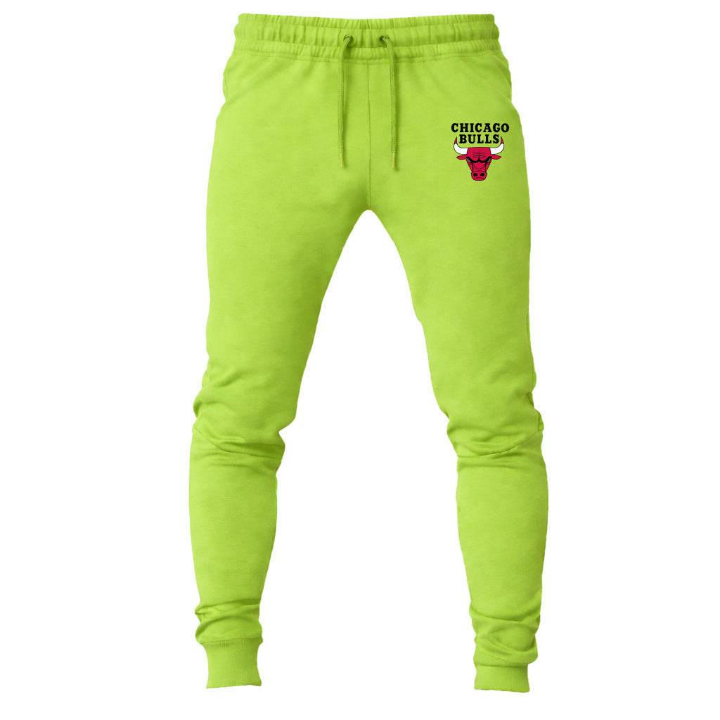 Chicago Bulls Black joggers sweatpants - Lime Green