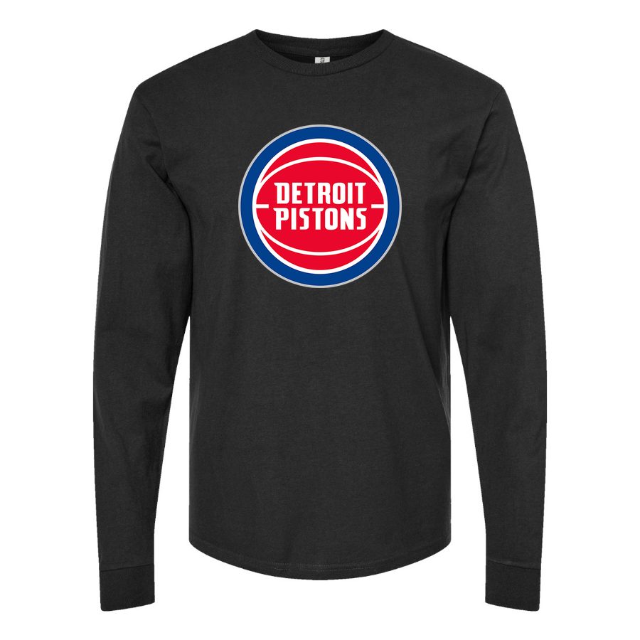Men's Detroit Pistons Long sleeves Cotton Blend T-Shirt - Black