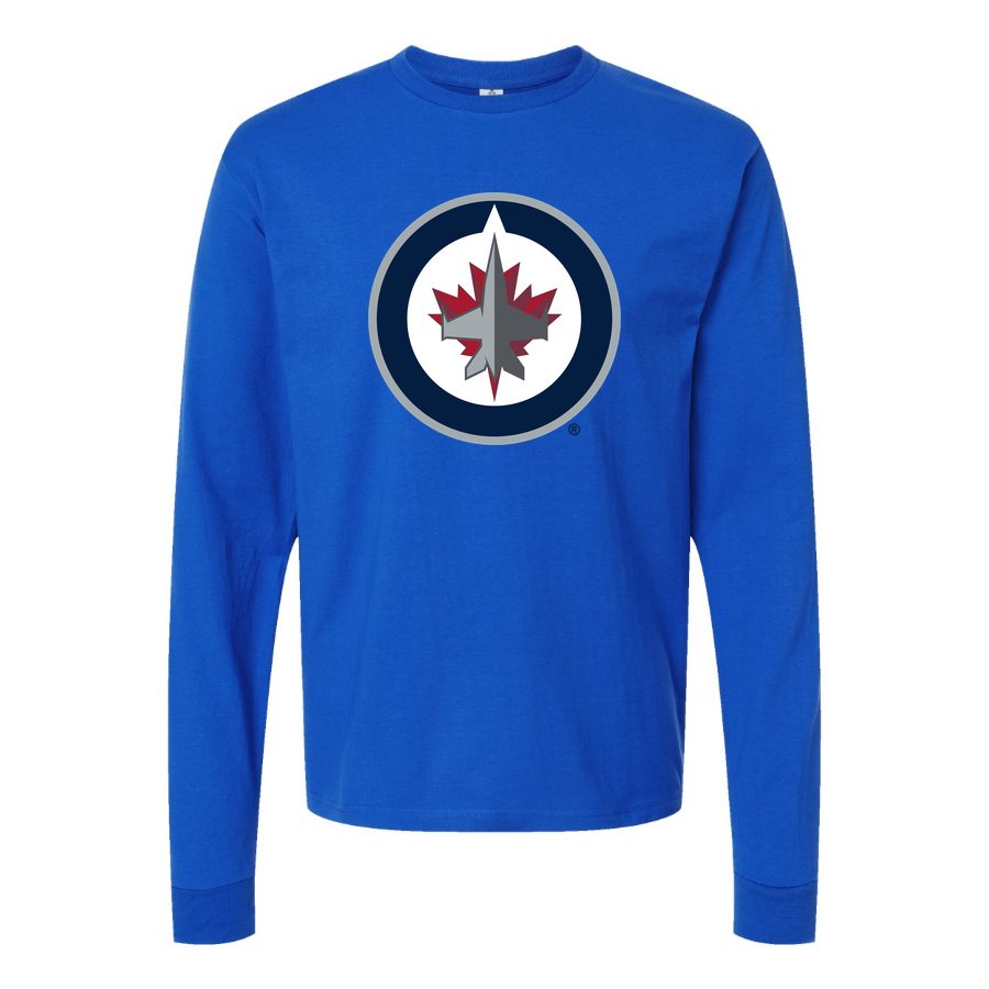 Men's Winnipeg Jets Long sleeves Cotton Blend T-Shirt - Blue
