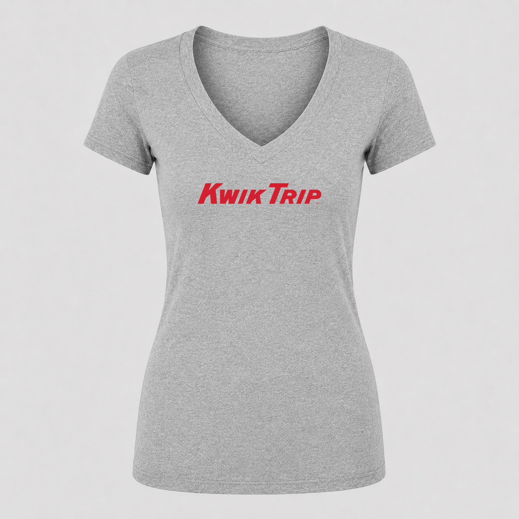 Women's Kwik Trip V Neck T-Shirt in gray