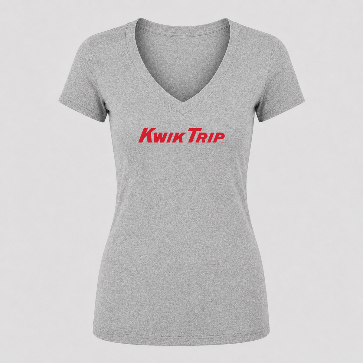 Women's Kwik Trip V Neck T-Shirt in gray