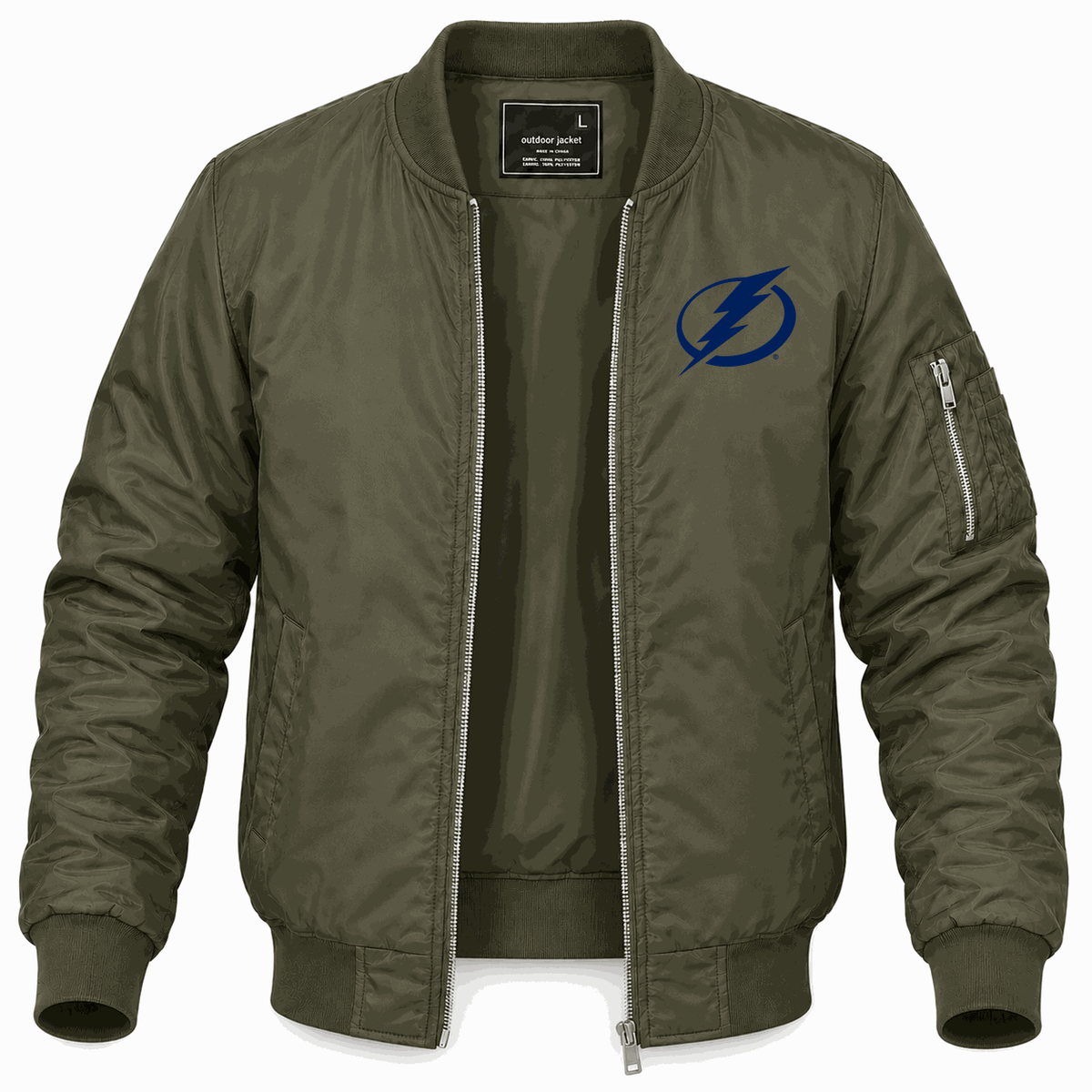 Men's Tampa Bay Lightning Lightweight Bomber Jacket - Army Green