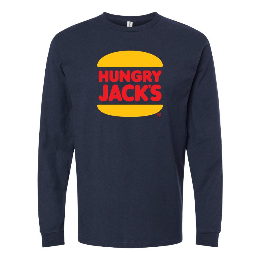 Men's Logo-Hungry-Jacks-1536x864 Long sleeves Cotton Blend T-Shirt - Navy