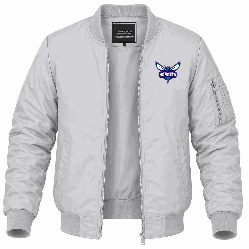 Men's Charlotte Hornets Lightweight Bomber Jacket - Gray