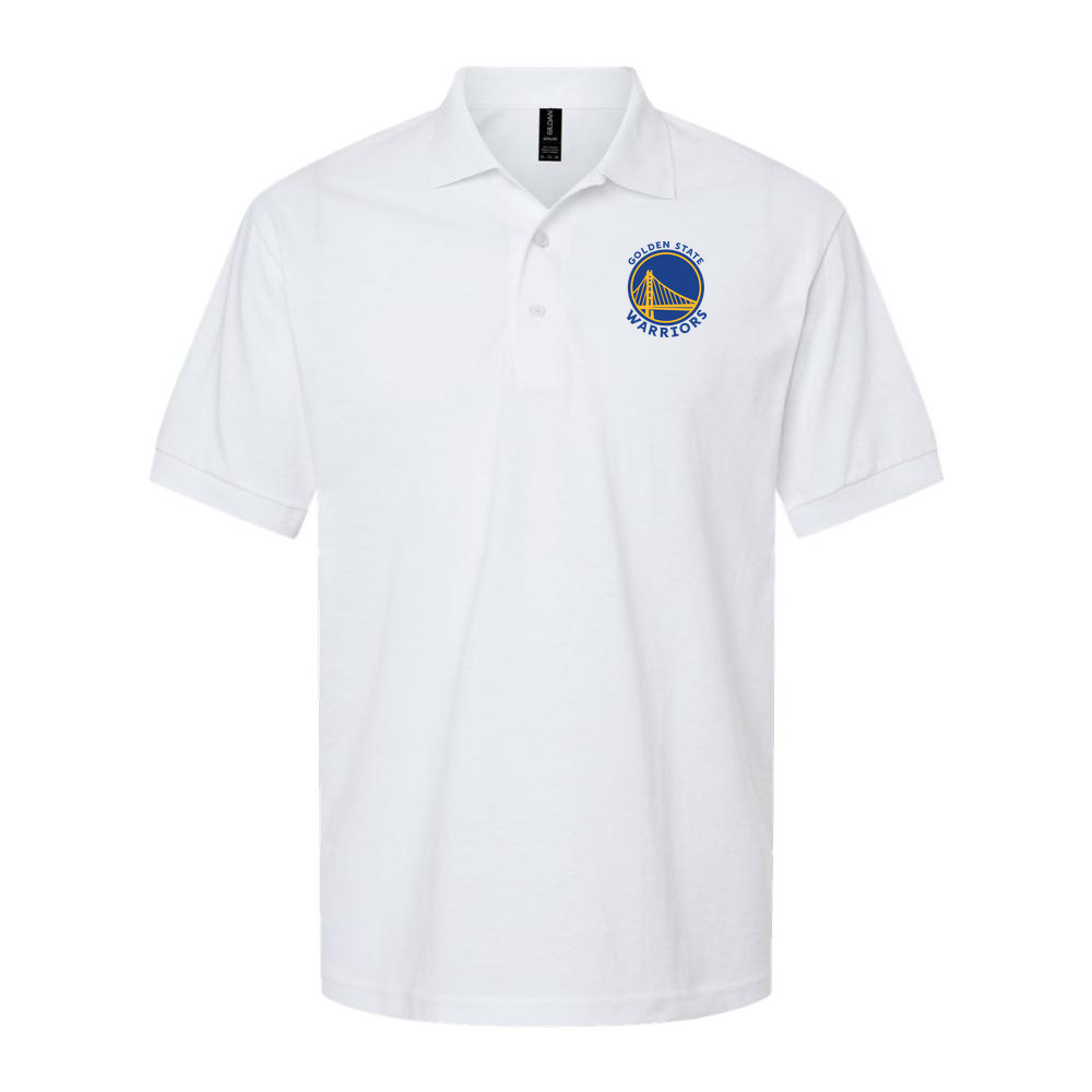 Men's Golden State Warriors Blue Logo Dry Blend Polo - White