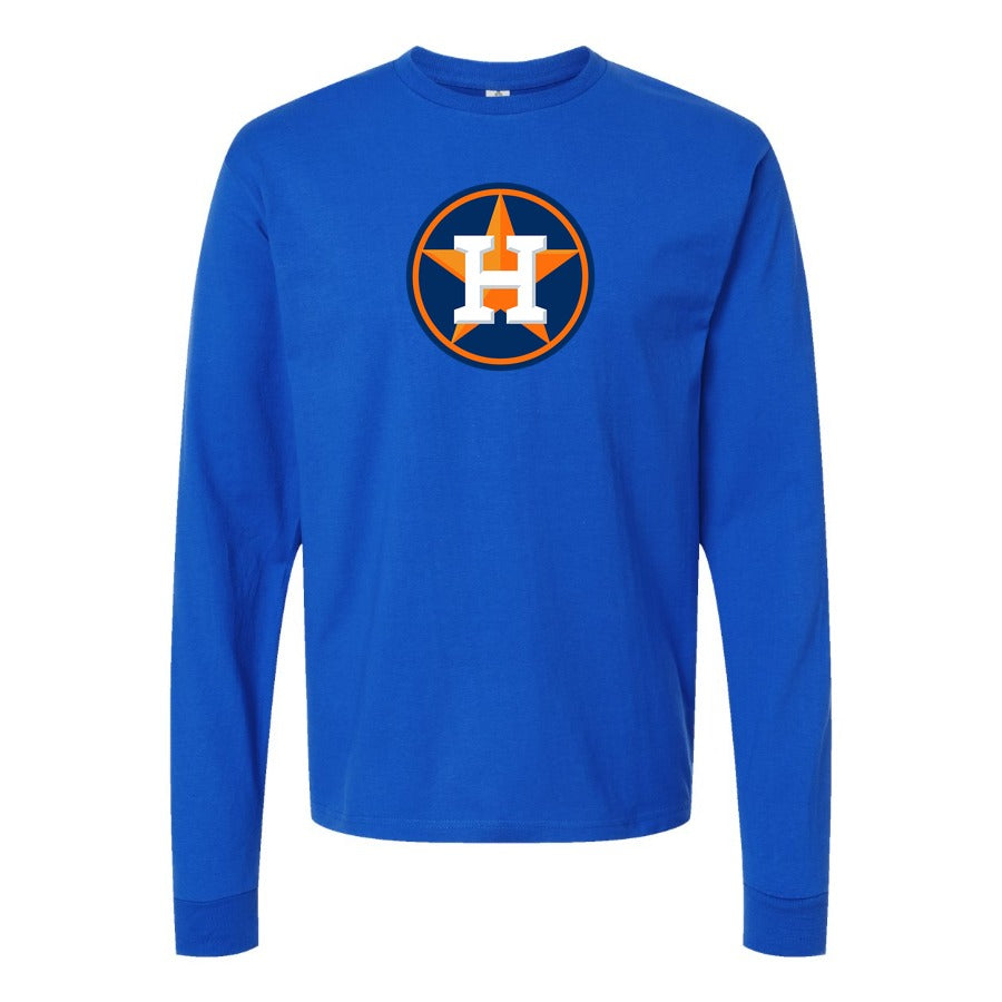 Men's Houston Astros Long sleeves Cotton Blend T-Shirt - Blue
