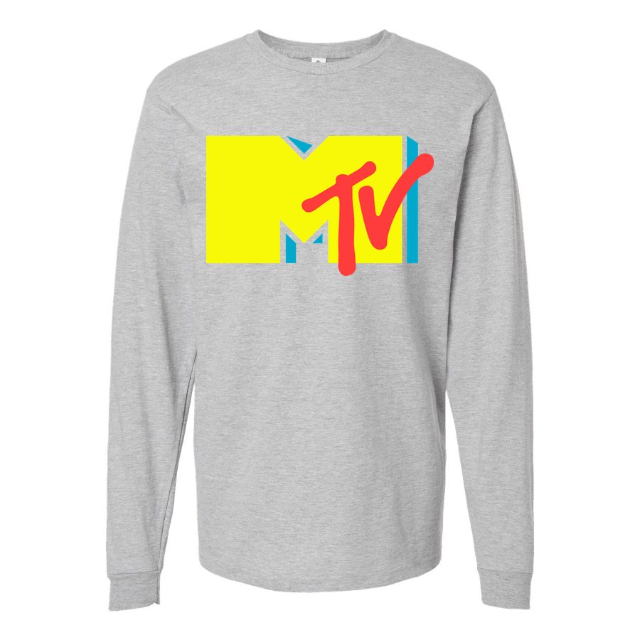 Men's mtv-logo Long sleeves Cotton Blend T-Shirt - Gray
