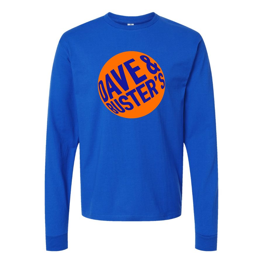 Men's Dave & Buster s Long sleeves Cotton Blend T-Shirt - Blue