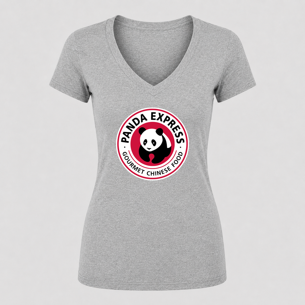 Women's Panda Express V Neck T-Shirt in gray