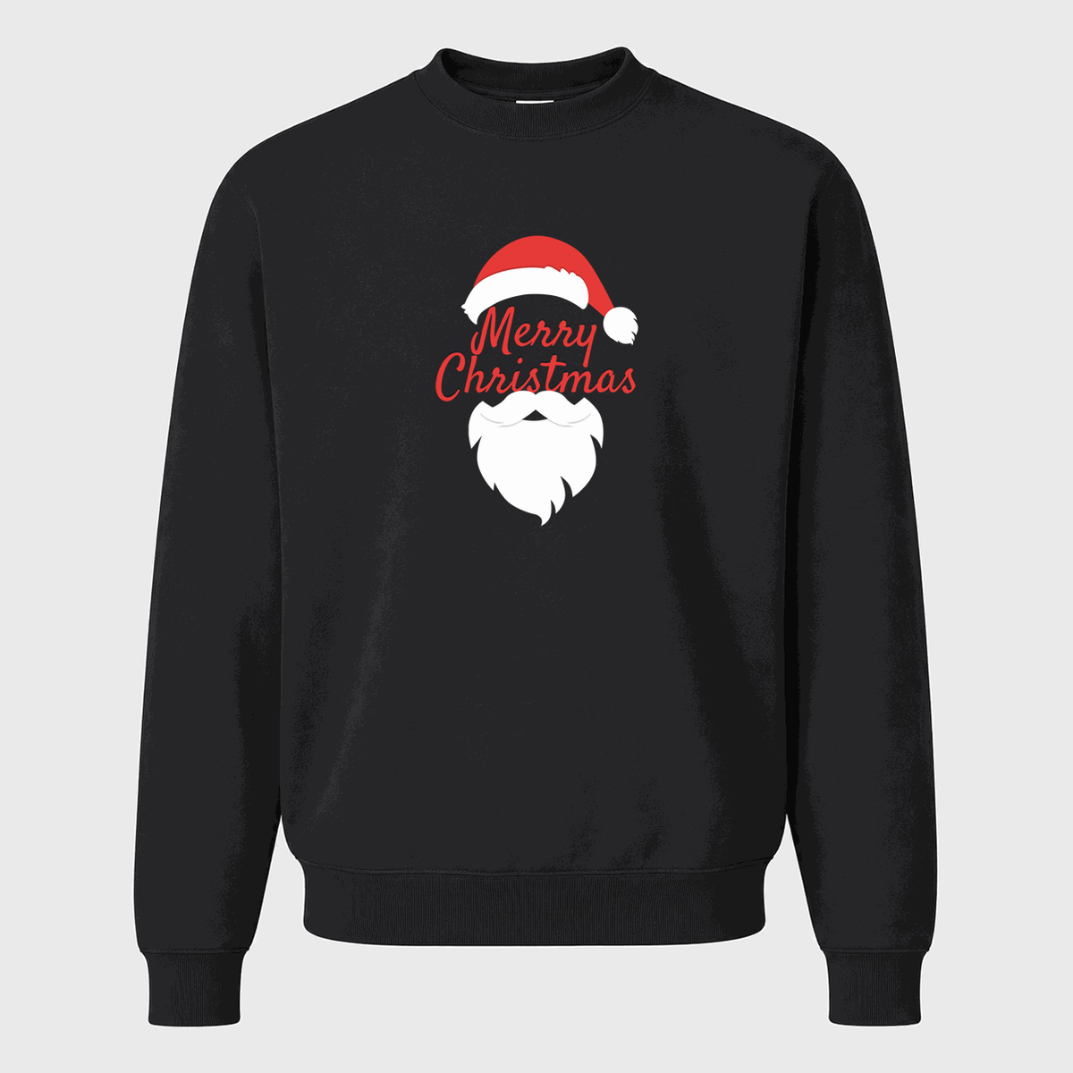 Men's Merry Christmas Santa Crewneck Sweatshirt - Black