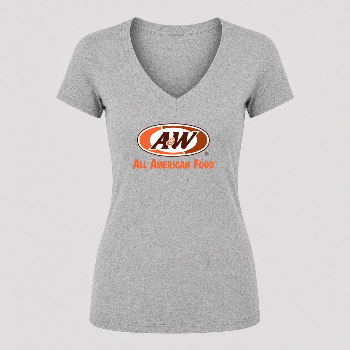 Women's A&W V Neck T-Shirt in gray