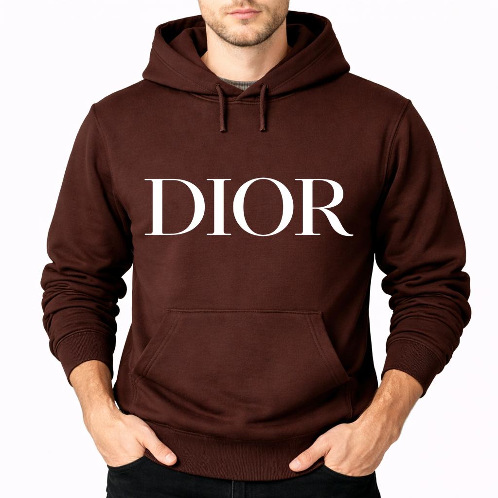 Men's Dior White Pullover Hoodie - Brown
