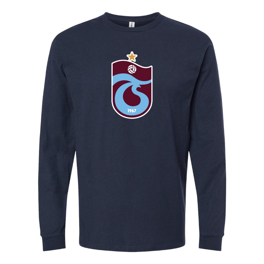 Men's Trabzonspor Soccer Logo Long sleeves Cotton Blend T-Shirt - Navy