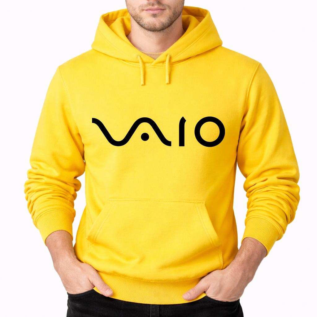 Men's Sony Vaio Curvy Black Pullover Hoodie - Yellow