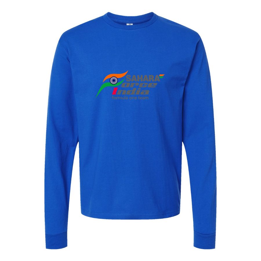 Men's Sahara Force India Formula One Team Long sleeves Cotton Blend T-Shirt - Blue
