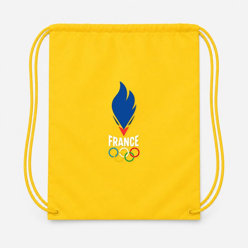 France 2024 White Drawstring Bag - Yellow