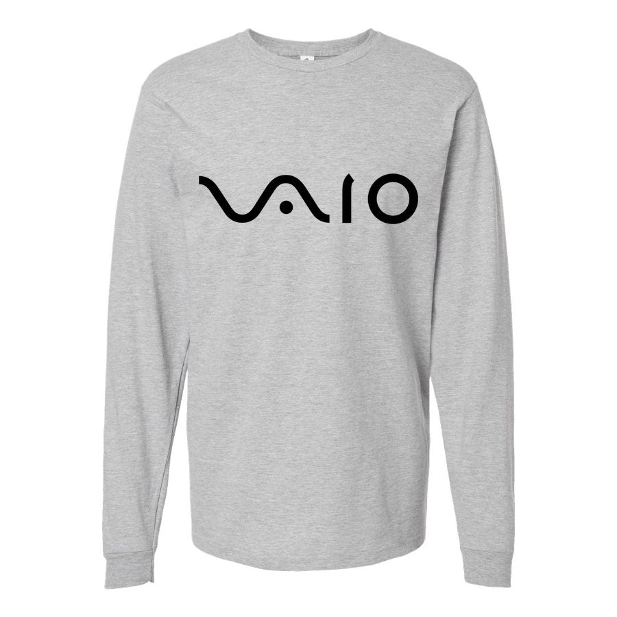 Men's sony-vaio-curvy-logo-Black Long sleeves Cotton Blend T-Shirt - Gray