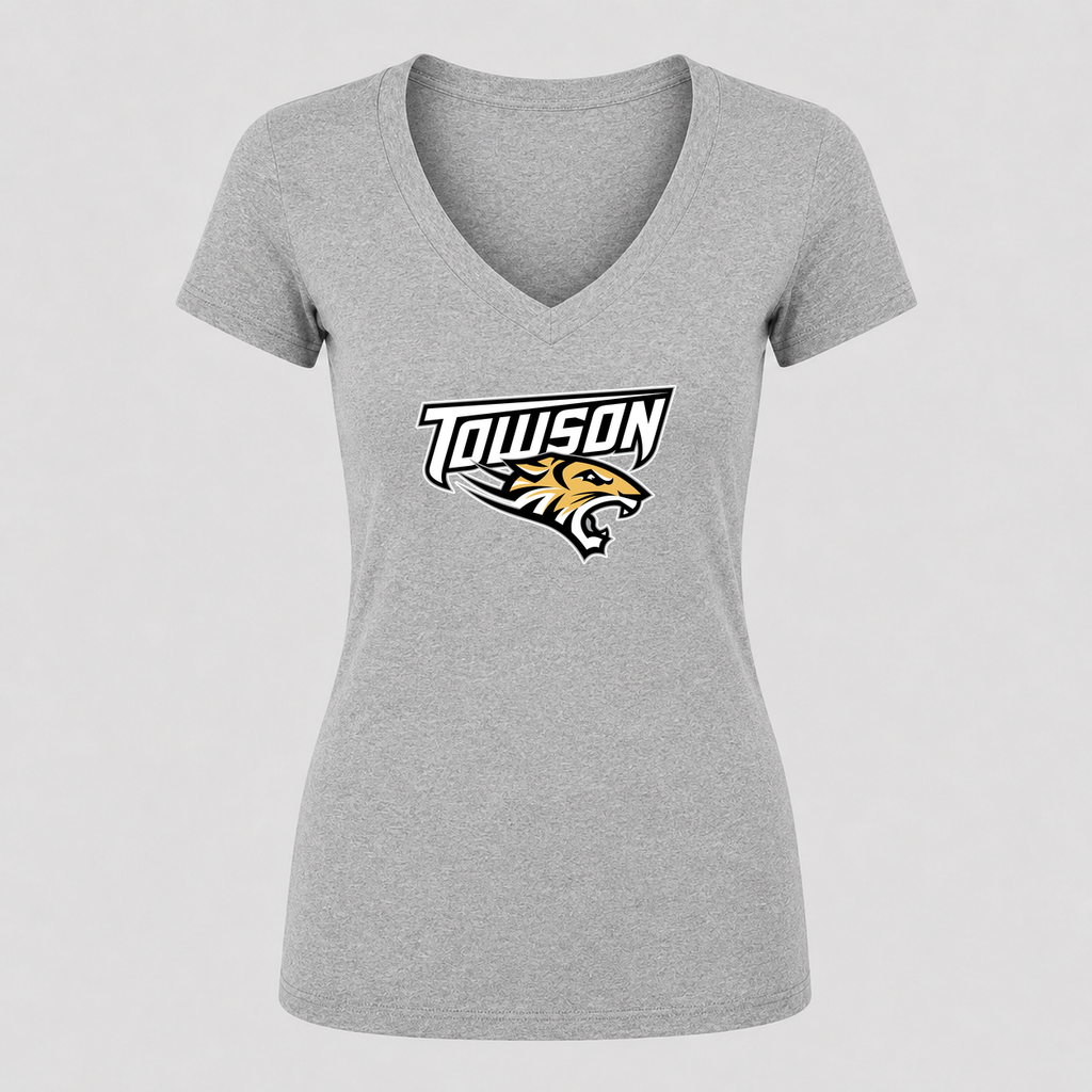 Women's Towson Tigers V Neck T-Shirt in gray