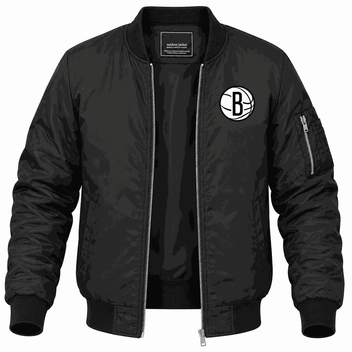Men's Brooklyn Nets Lightweight Bomber Jacket - Black