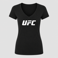 Women's UFC White Design V Neck T-Shirt in black