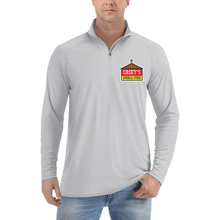 Caseys General Stores Logo quarter-zip athletic shirt in Light Gray